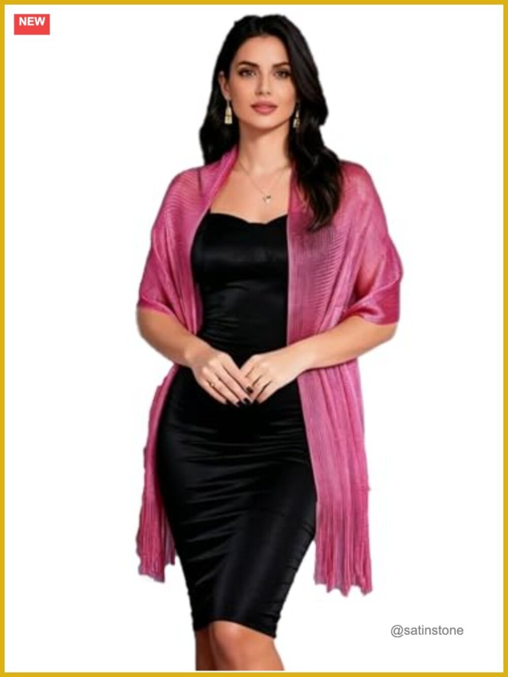 Metallic Sequin Shawl Wrap Evening Party Wedding Formal Tassel Clasp